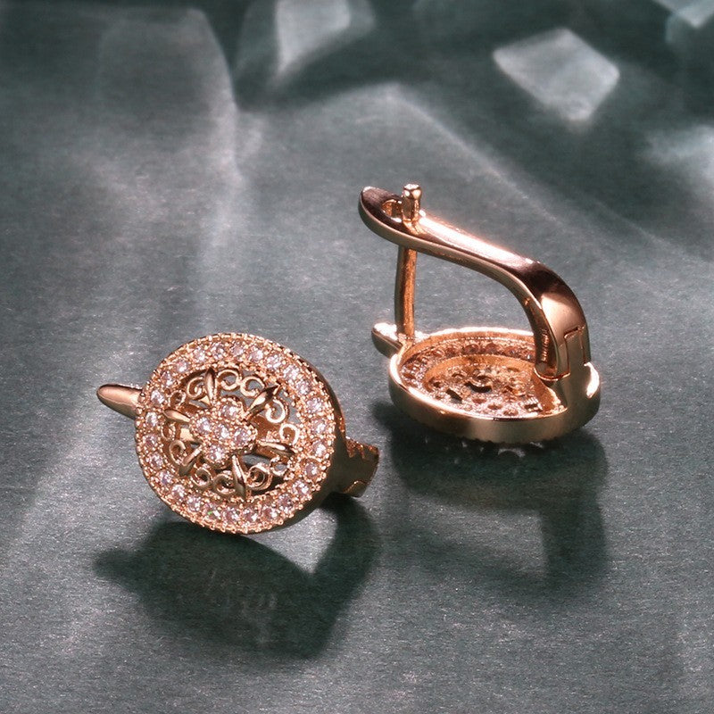 Luxus Damen Ohrringe 585RG Roségold Blumen Weiß CZ für Damen Geschenk Schmuck10