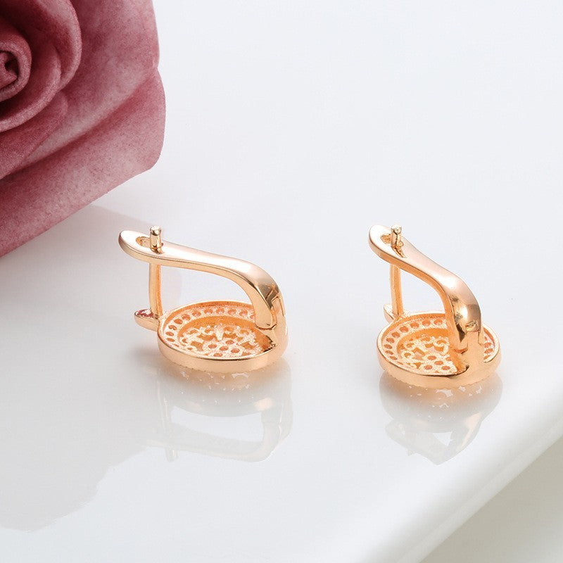 Luxus Damen Ohrringe 585RG Roségold Blumen Weiß CZ für Damen Geschenk Schmuck3