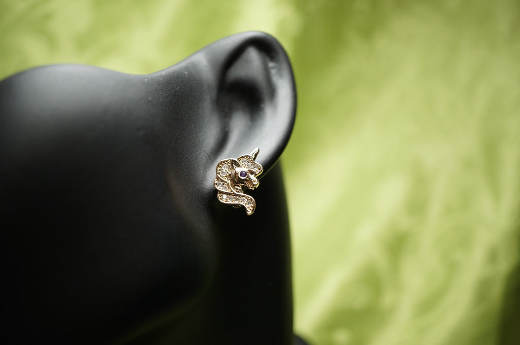 Ohrringe Einhorn Pferde Rose Gold vergoldet Zirkon Mädchen Kinder Damen Ohrhänge14