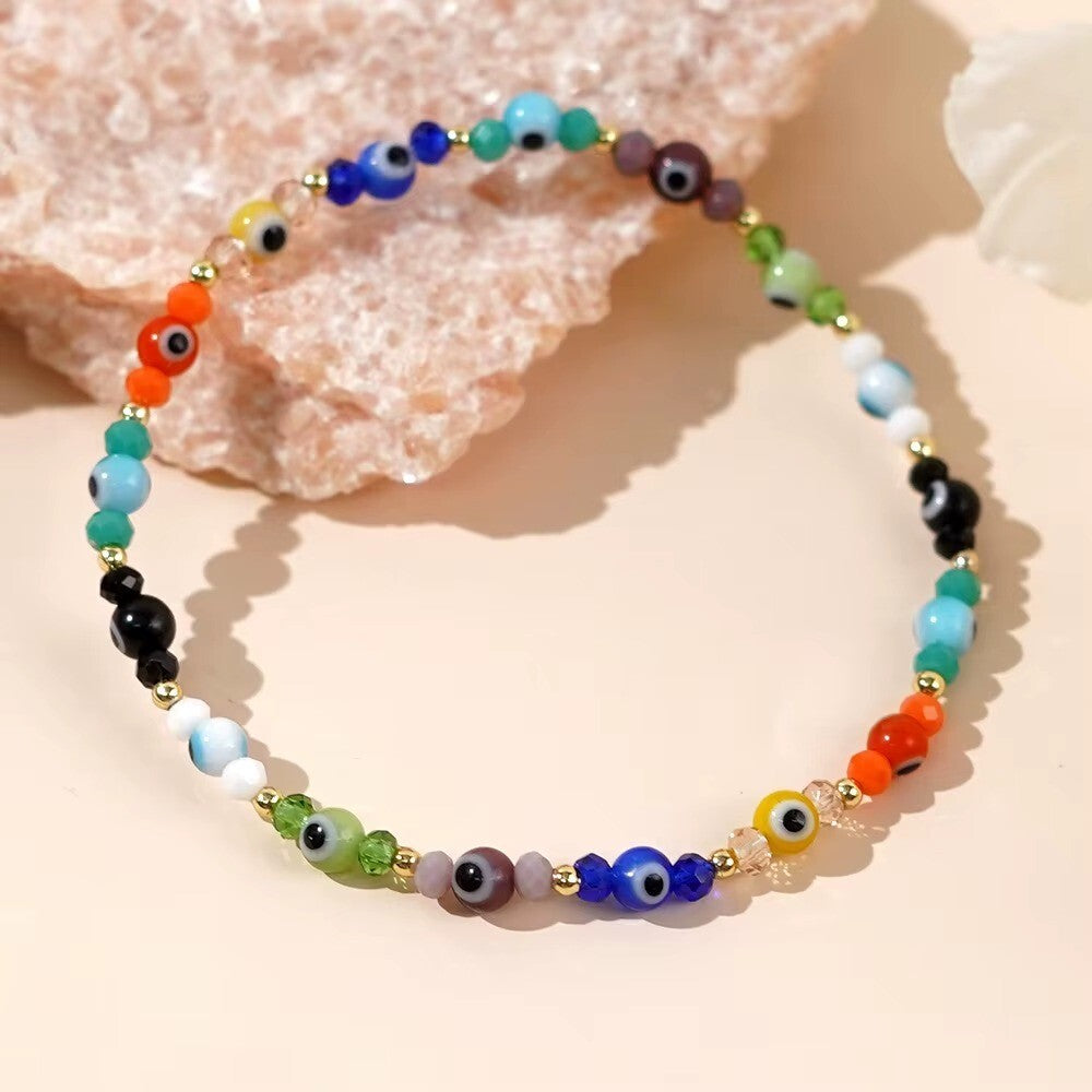Handgefertigtes TeufelsaugeKristallFlachperlen armband für Mädchen1