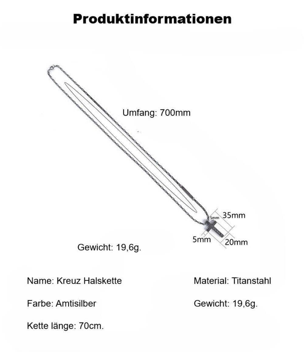 Titanstahl Kreuz Halskette in Retro - Silber Farbe1
