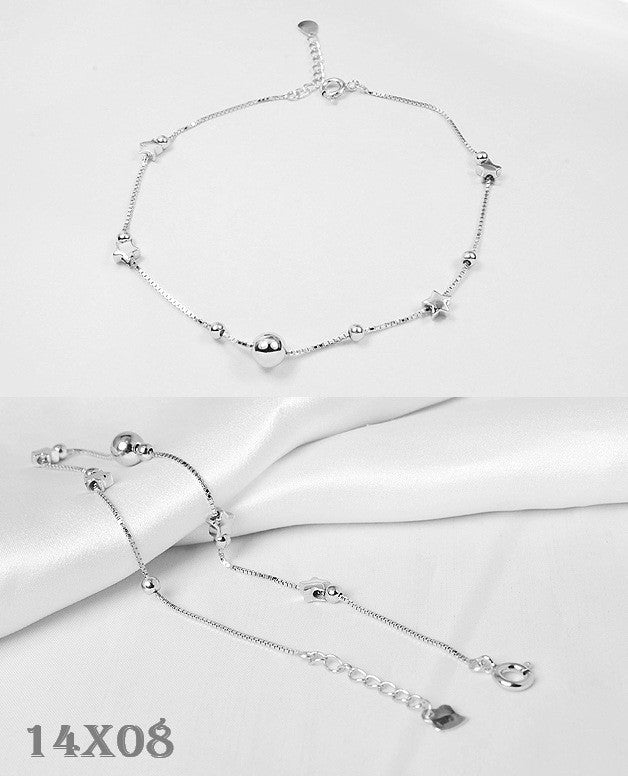 925er Sterling Silber-Fußkettchen, Damen-Fußkettchen mit Stern- und Mond Motiv4
