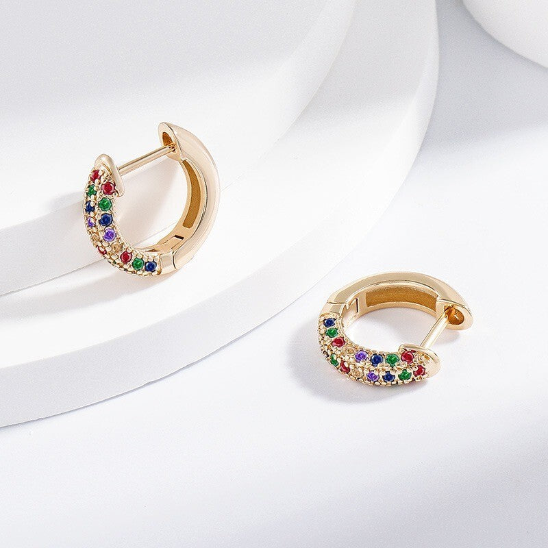 Luxus Ohrringe Creolen gemischte Farbe Zirkon Rosegold Schnallen MicroIntarsien1