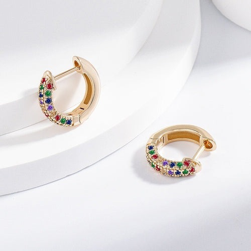 Luxus Ohrringe Creolen gemischte Farbe Zirkon Rosegold Schnallen MicroIntarsien1