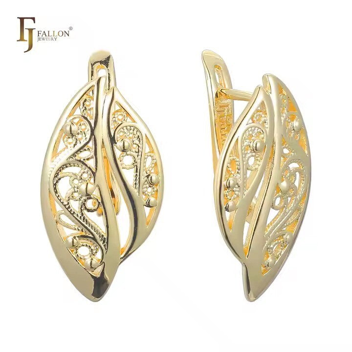 Luxus Damen Ohrringe Creolen Hochvertiger Gold 14K vergoldet Mode VintageSchmuck1