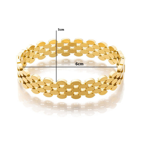 Damen Männer  Armband Titan stahl  mit  Wabenimitation plattiert  18 Karat Gold1