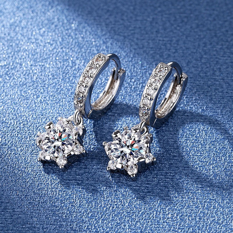 Luxus Ohrringe Creolen Damen AAA Zirkonia mit Weißgold Plated Hochzeit Schmuck7