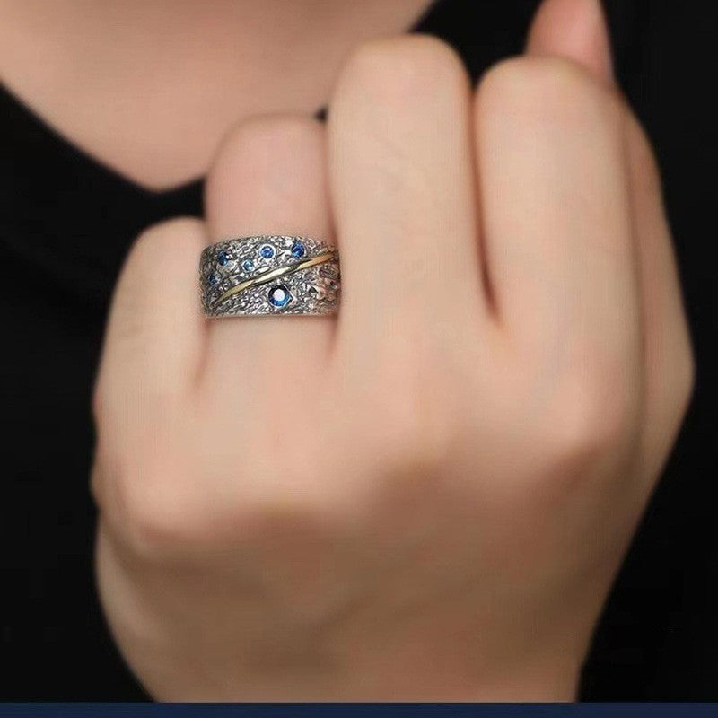 Silber Plattierter Sternenhimmel Ring, stilvoll und trendig für Singles, Schmuck4