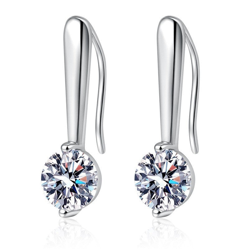 Ohrhaken 925 Sterlingsilber Ohrringe mit einem einzelnen 1 Karat ZirkonDiamant4