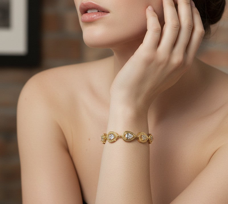 Damen Armband Zirkon mit tropfenförmigem Verschluss, elegant und luxuriös, mit r0