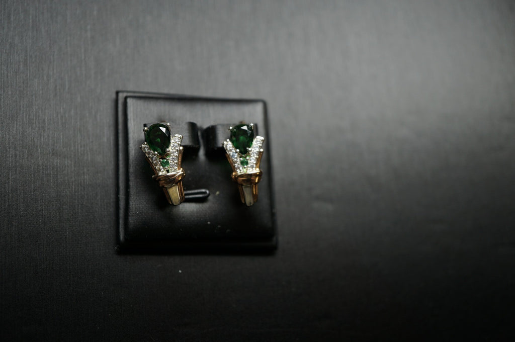 Luxus Damen Ohrringe Zirkon aus Smaragd-Roségold (vergoldet) mit Krappenfassung6