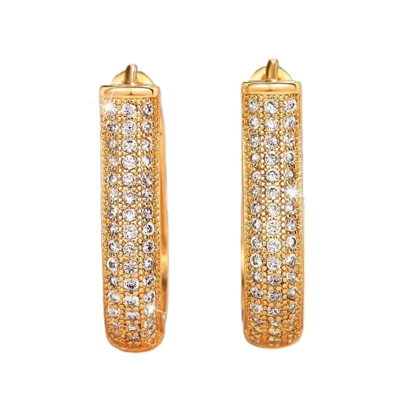 Luxus Ohrringe Creolen Zirkonia Kristallen Gold 14K vergoldet bunt6