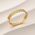 Damen Männer  Armband Titan stahl  mit  Wabenimitation plattiert  18 Karat Gold0