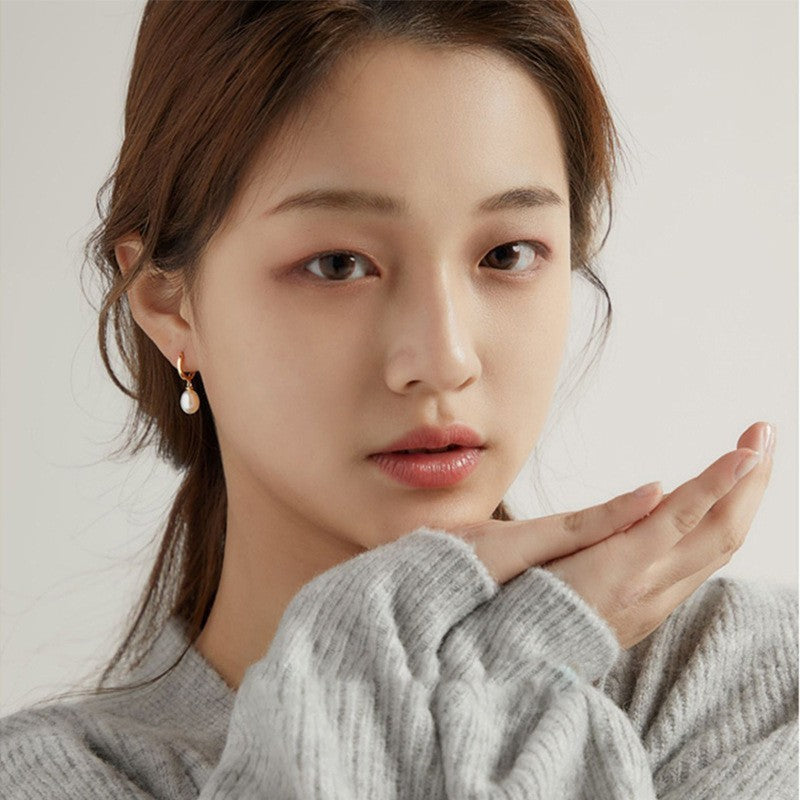 Creole Ohrringe S925S Silber Natürliche Süßwasser Perle Ohrringe2