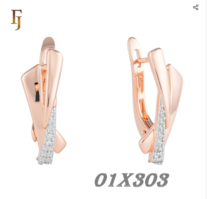 Moderne Ohrringe 585 Rosegold mit weißen Zirkonia-Akzenten Englischer Verschluss10