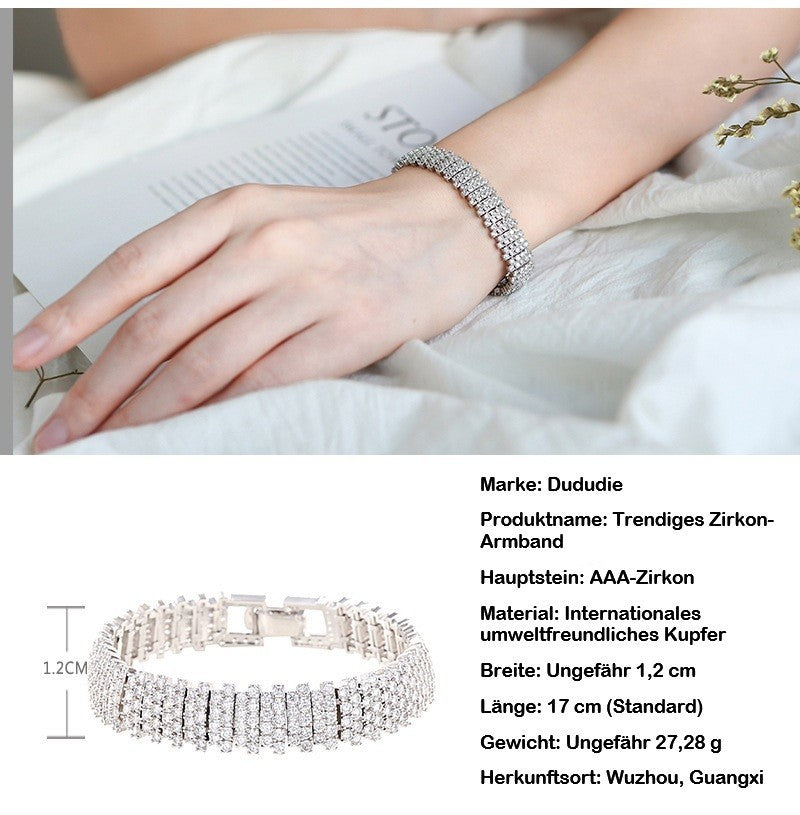 Damen Tennis Armband Bracelet 18K weiss gold mit Natürlich AAA Zirkon Kristalle4