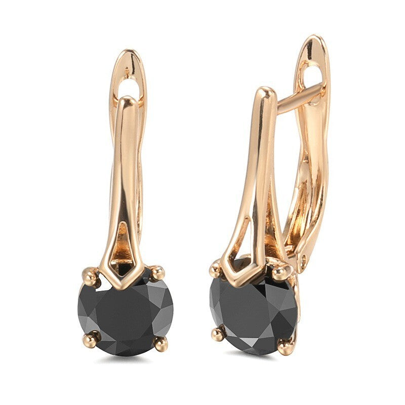 Luxus Damen Ohrringe Schwarze Natürliche Zirkon Clips Ohrringe für Frauen Trend3