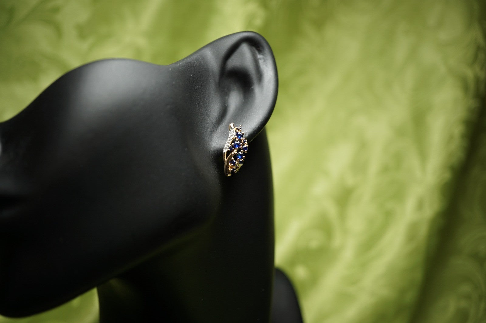 Luxus Damen Ohrringe Feder Blume Zirkon Blauen und Weißen in Roségold (vergolde11