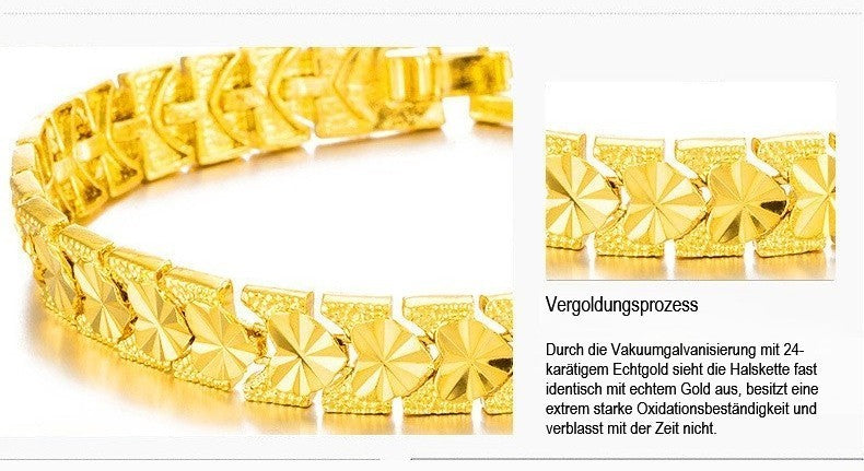 Luxus Damen Armband Gold 24K vergoldeter, farbechte herzförmige Uhrenkette 20cm7
