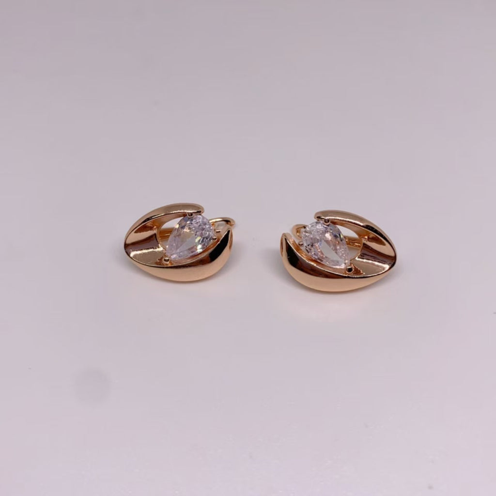 Luxus Damen Roségold Ohrringe Einfache Glänzende Große Natürliche Zirkon Ohrring1