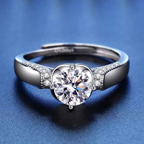 925 Sterlingsilber Damen Ring 1Karat Zirkon Doppelt gefasster Blumenring Geschen1
