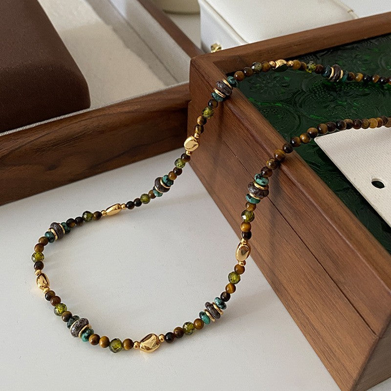 Kette Tigerauge Achat natürliche stein schlüsselbein halskette frauen licht luxu6