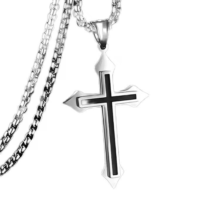 Herren Kreuz Halskette Titanstahl Edelstahl Anhänger Mode Schmuck 60 cm2