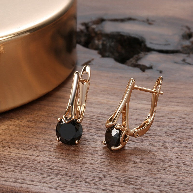 Luxus Damen Ohrringe Schwarze Natürliche Zirkon Clips Ohrringe für Frauen Trend6
