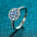 925S Silber Damen Ring vergoldet mit 950er Gold und Zirkon, vierzackiger runder0