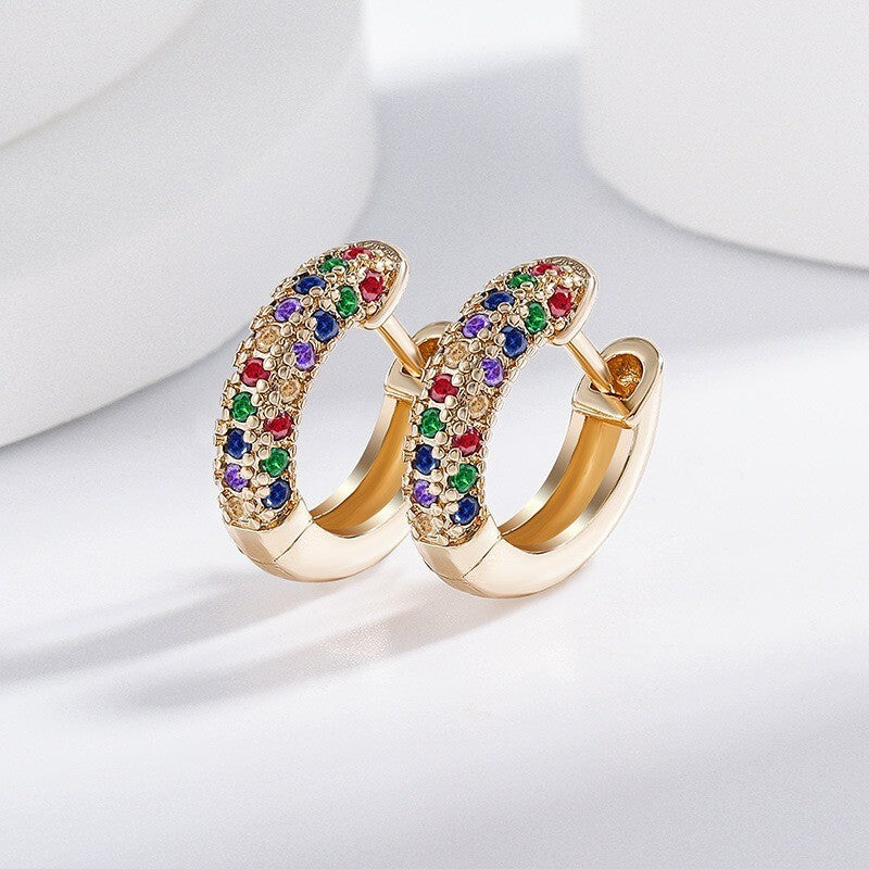Luxus Ohrringe Creolen gemischte Farbe Zirkon Rosegold Schnallen MicroIntarsien6