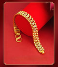 Luxus Armband Gold SandgoldArmband mit Tankkette, breite Ausführung für Damen u0
