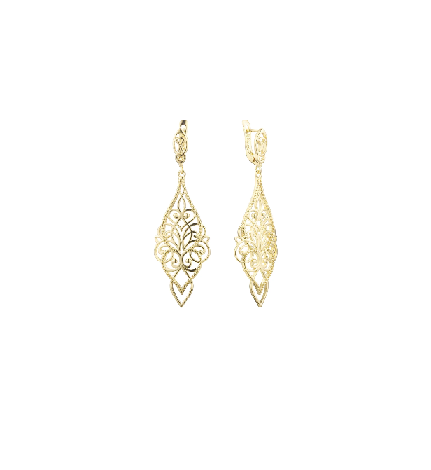 Damen Clip-On Ohrringe  14K Gold-Plattiert Größe Tropfen Ohrring Pflanze Blatt5