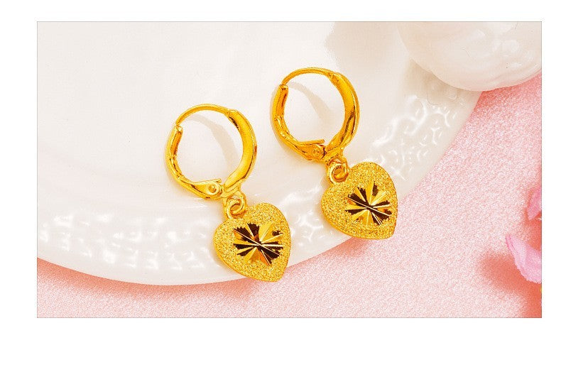 Damen Ohrringe Creole Herzform 24K Gold vergoldet, modische Ohrringe aus Sandgol5