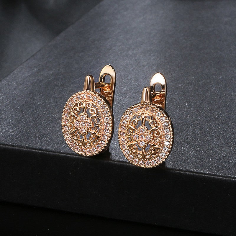 Luxus Damen Ohrringe 585RG Roségold Blumen Weiß CZ für Damen Geschenk Schmuck7