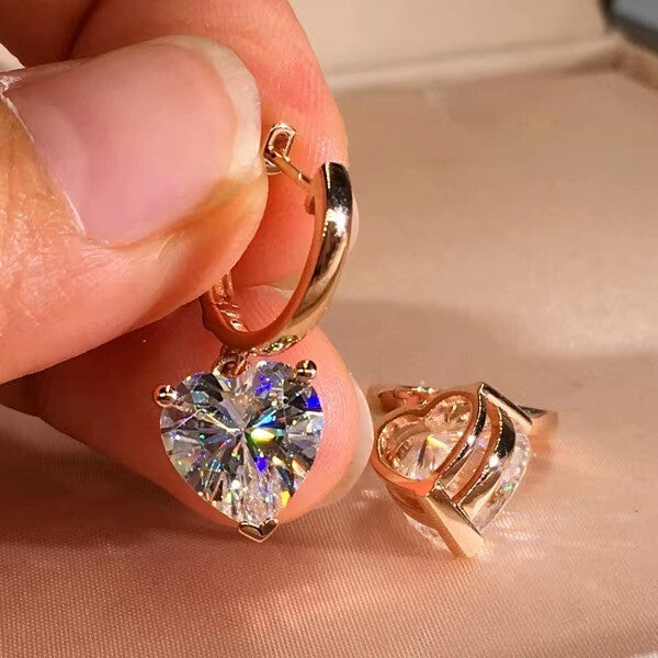 Süße Damen Ohrringe Roségold Herz Kristall Zirkon AAA,Schmuck2