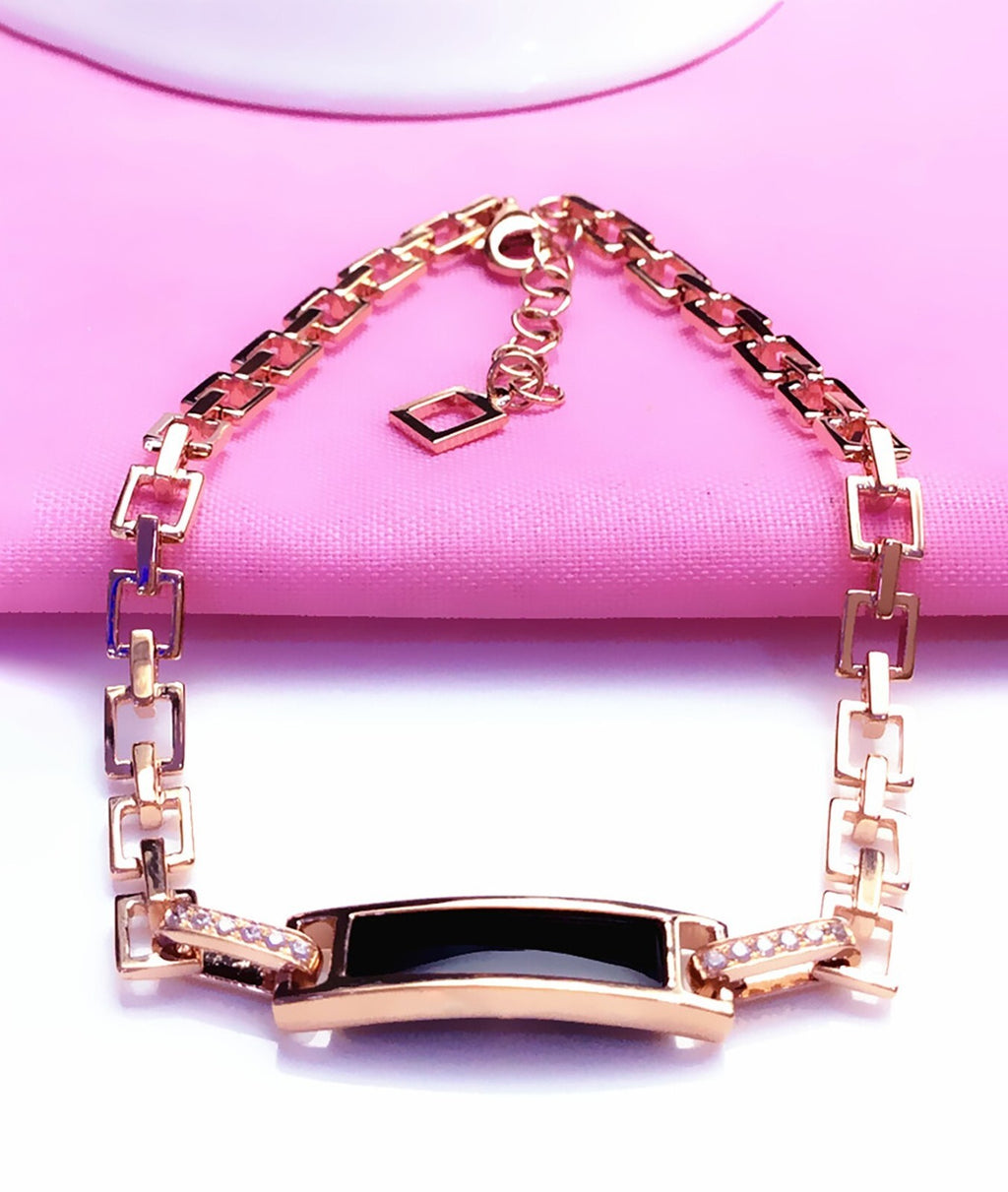 Damen Armband schwarz achat armband rose gold überzogene 17+3cm2