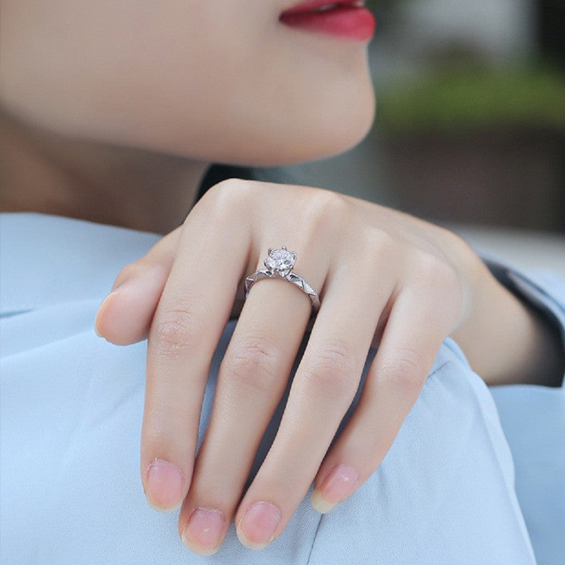 925S Silber Damen Ring, doppelseitiger Diamant1 Karat ZirkonRing, Luxusring6