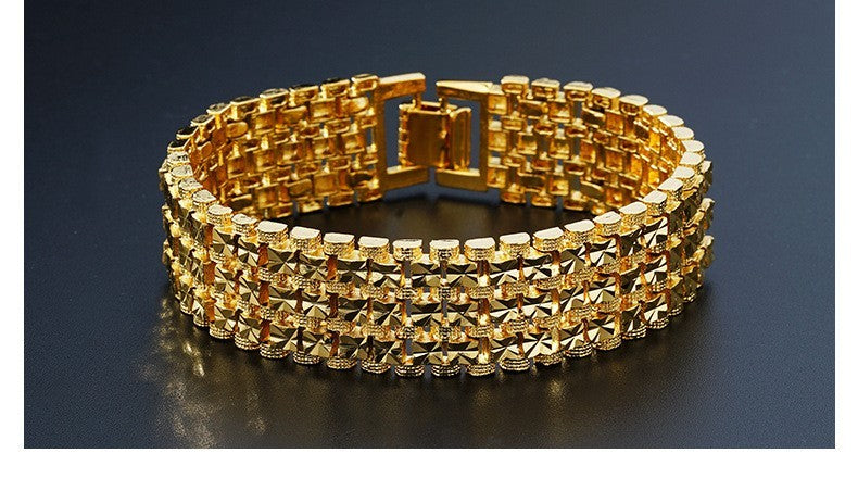 Luxus Armband Gold 19,3cm Damen Herren aus reinem Kupfer, vergoldet, Herrenuhrke3
