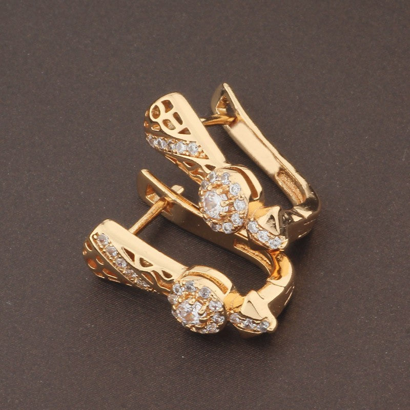 Damen Ohrringe Gold ZirkoniaEinlage, Hochwertige, schlichte neues Design5