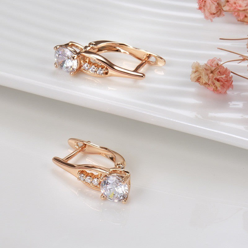 Luxus Damen Ohrringe 585 Rosé Gold überzogen Design Kristall für Damen Geschenk1