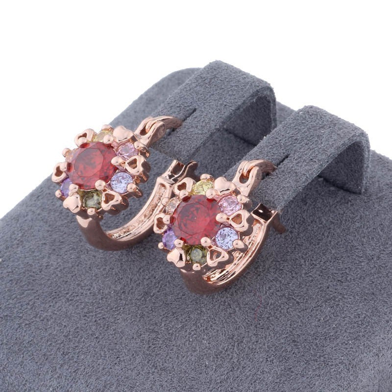 Damen Ohrringe Creolen Zirkonia Kristall Rot 585 Rolled Roségold Damen8