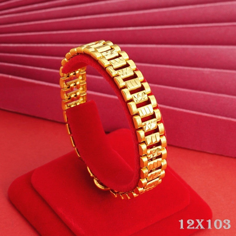 Luxus Armband Gold SandgoldArmband mit Tankkette, breite Ausführung für Damen u7