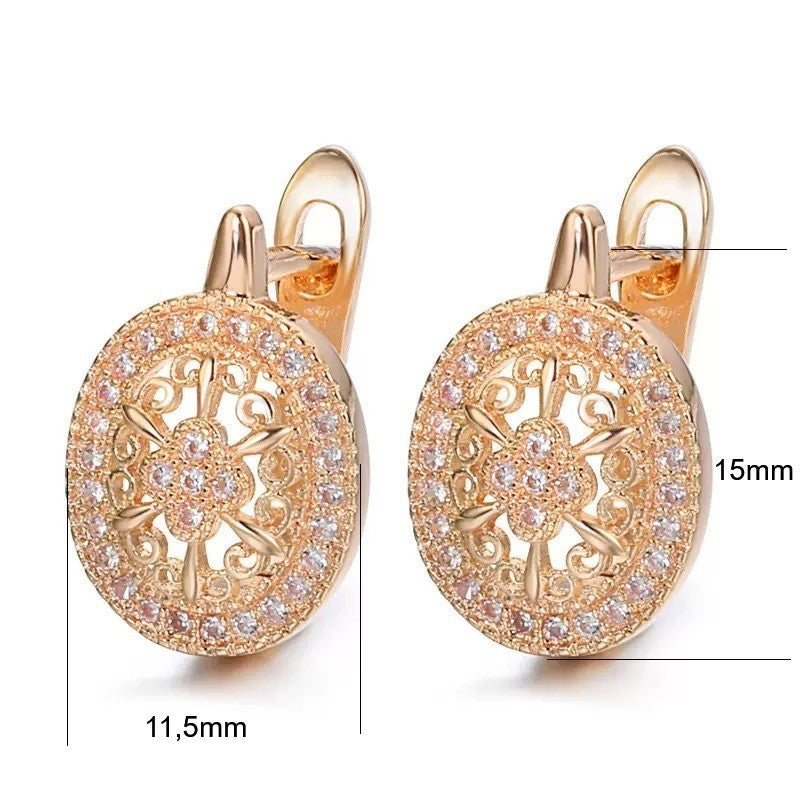 Luxus Damen Ohrringe Rosegold, vergoldet, mit simulierten Diamanten, Oval Forme7