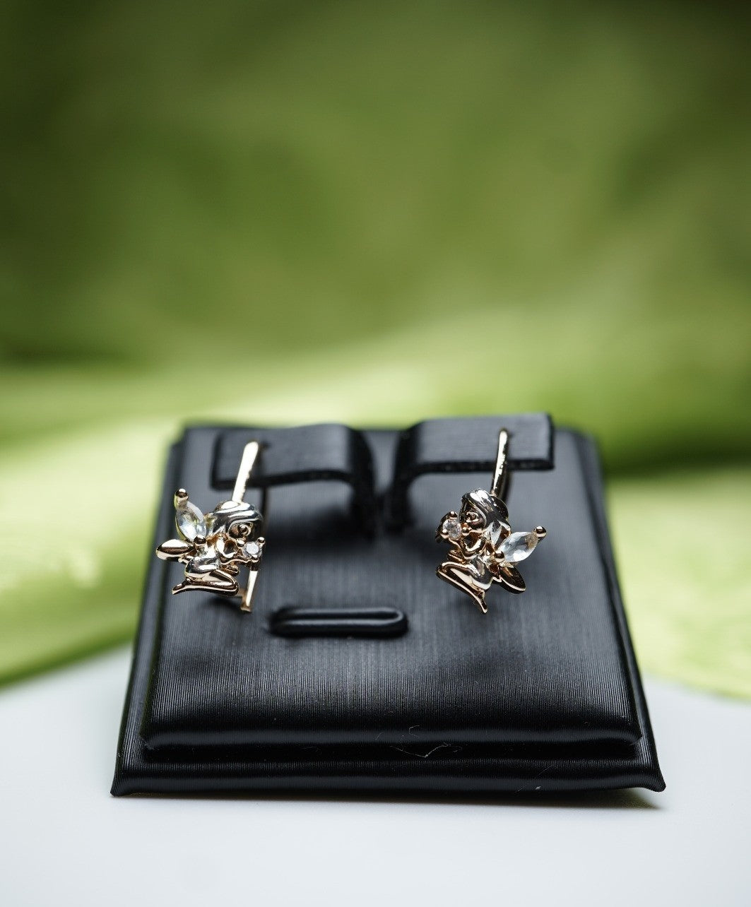 Baby-Engel-Ohrringe mit Drahthaken in zweifarbiger Vergoldung (vergoldet)12