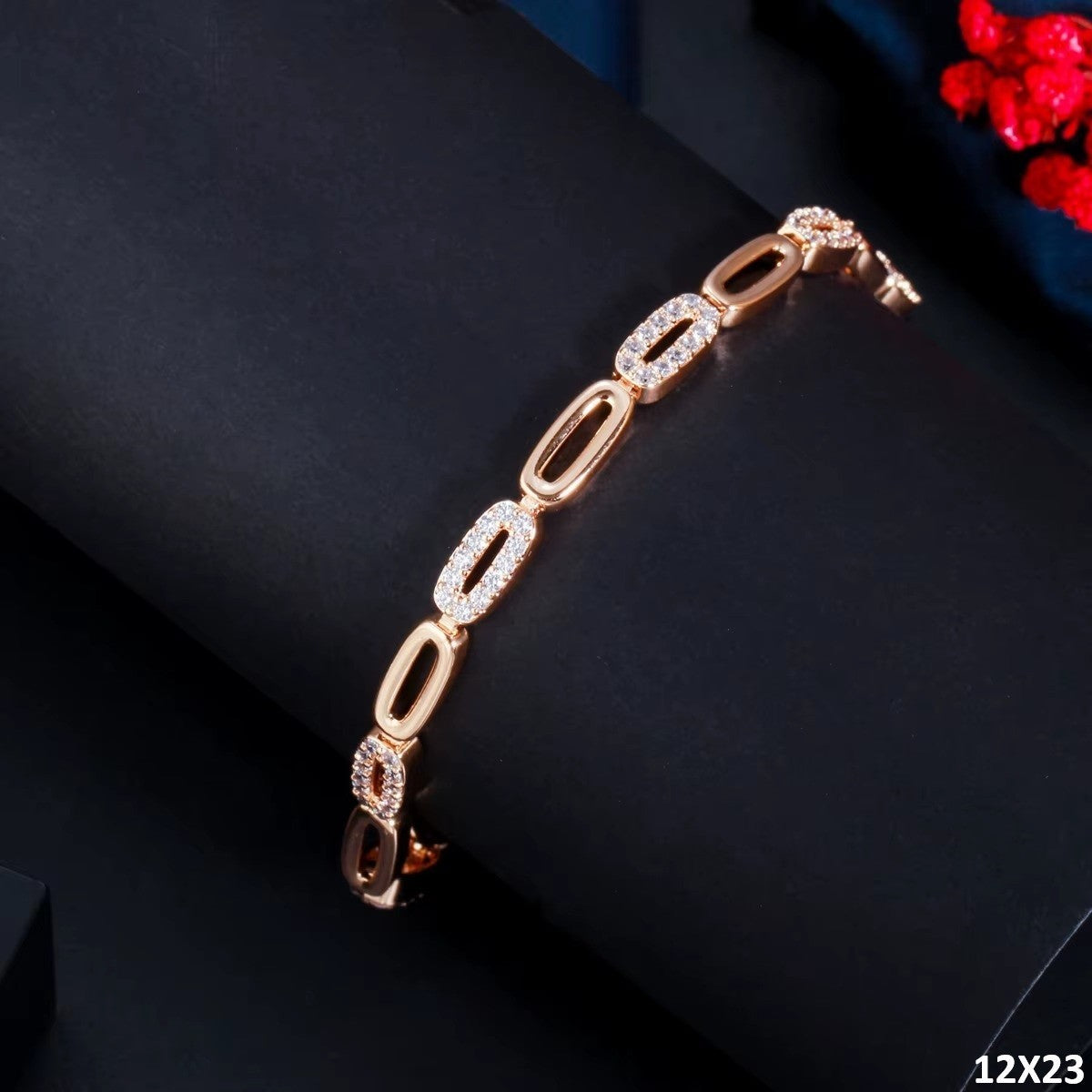 Damen Armreif Tennis Armband 18K vergoldet platiert Modeschmuck0