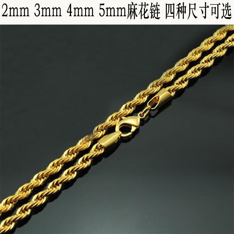 Halskette Kordelkette 18 Karat Gold vergoldetem Messing mit gedrehter Kette, ein4