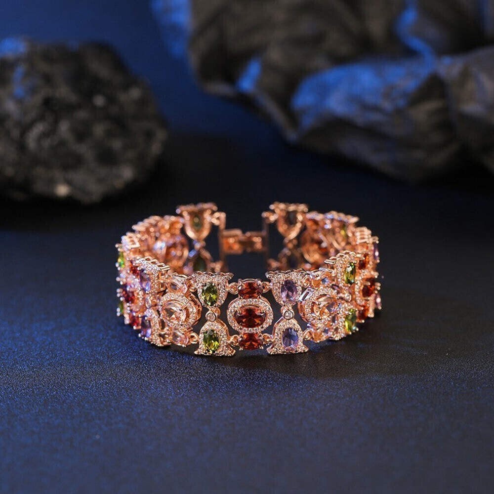 Damen Armband in Roségold mit farbigen künstlichen Zirkonia Steinen2
