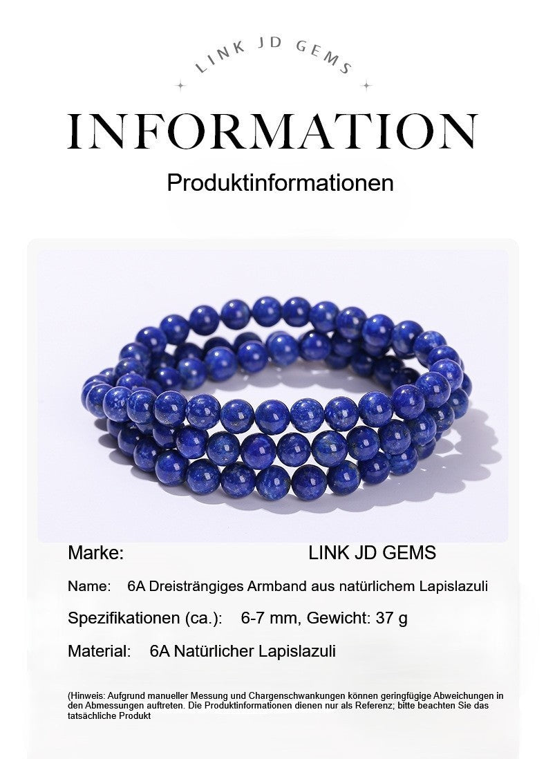 Dreisträngiges Armband 6A Natur Lapislazuli Dreisträngiges Armband Kaiserliches2