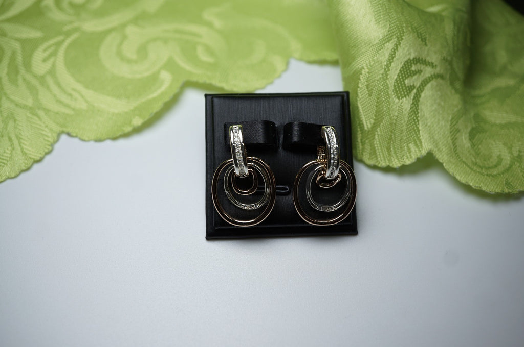 Luxus Damen zweifarbige Ohrringe aus 14-karätigem Roségold hochwertige vergoldet18