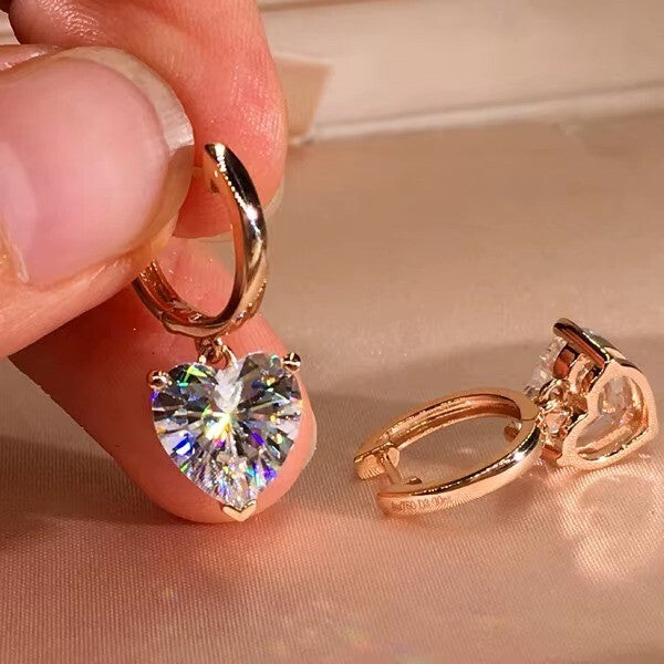 Süße Damen Ohrringe Roségold Herz Kristall Zirkon AAA,Schmuck1